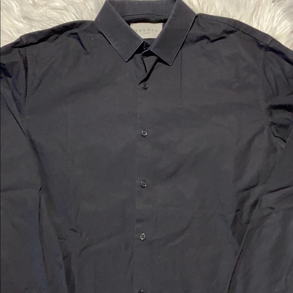 SOLD! Men’s Sandro Black Long Sleeve Dress Shirt - Picture 2 of 6